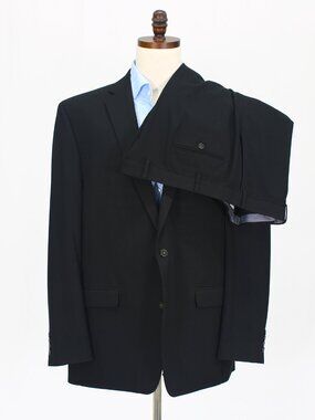 Chaps 48L 42x30 Black Full Suit 2-Button Solid R910